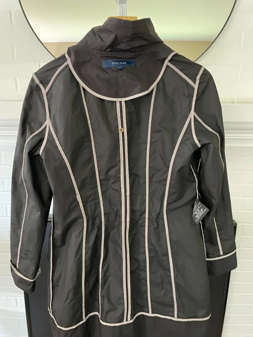 Cole Haan Rain Jacket Coat Black Detachable Hood Women's Size M
